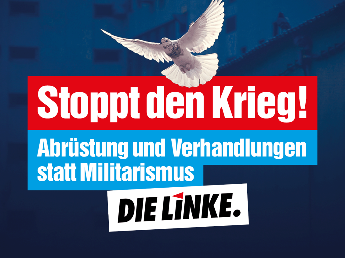 Die Linke fordert: Stoppt den Krieg! Abrüstung und Verhandlungen statt Militarismus
